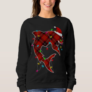 Xmas Pajama Red Plaid Christmas Lights Shark Anima Sweatshirt