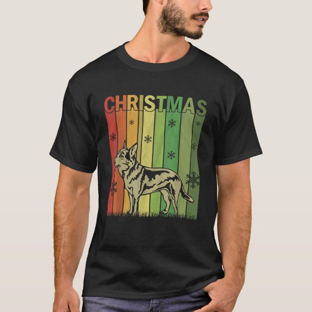 Xmas Pajamas Matching Retro Australian Cattle Dog  T-Shirt (Front)