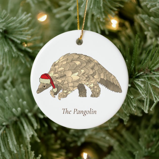 Xmas Pangolin Endangered Species Ceramic Ornament (Tree)