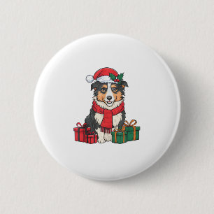 Xmas Party Decoration Australian Shepherd Dog Chri 6 Cm Round Badge