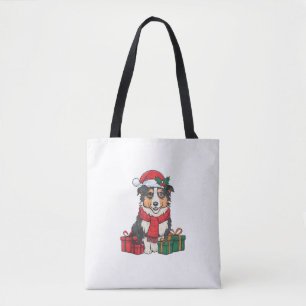 Xmas Party Decoration Australian Shepherd Dog Chri Tote Bag