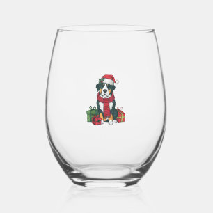 Xmas Party Decoration Greater Swiss Mountain Dogs Stemless Wine Glass