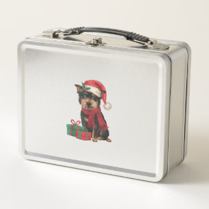 Xmas Party Decoration Santa Affenpinscher Dog Chri Metal Lunch Box