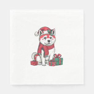 Xmas Party Decoration Santa Akita Dog Christmas Napkin
