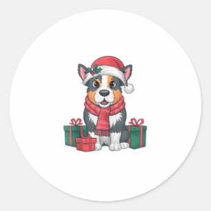Xmas Party Decoration Santa Australian Cattle Dog Classic Round Sticker