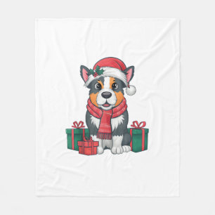 Xmas Party Decoration Santa Australian Cattle Dog Fleece Blanket