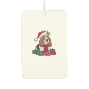 Xmas Party Decoration Santa Basset Hound Dog Chris Car Air Freshener