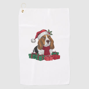 Xmas Party Decoration Santa Basset Hound Dog Chris Golf Towel