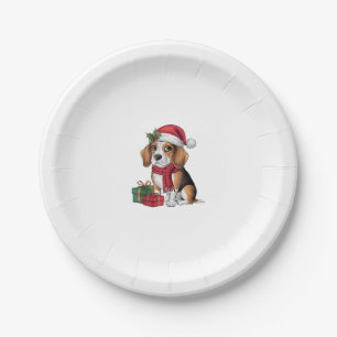 Xmas Party Decoration Santa Beagle Dog Christmas Paper Plate