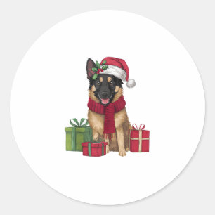 Xmas Party Decoration Santa Belgian Malinois Dog C Classic Round Sticker