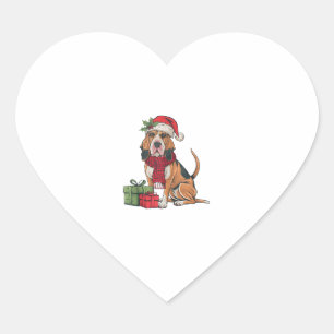 Xmas Party Decoration Santa Bloodhound Dog Christm Heart Sticker