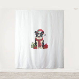 Xmas Party Decoration Santa Border Collie Dog Chri Tapestry