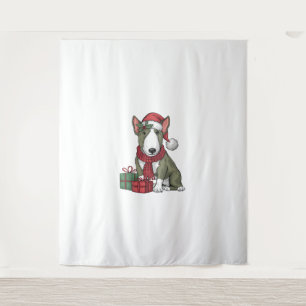 Xmas Party Decoration Santa Bull Terrier Dog Chris Tapestry