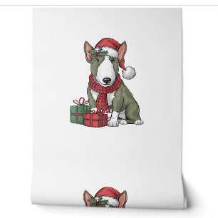 Xmas Party Decoration Santa Bull Terrier Dog Chris Wallpaper