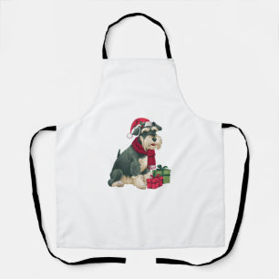 Xmas Party Decoration Santa Giant Schnauzer Dog Ch Apron