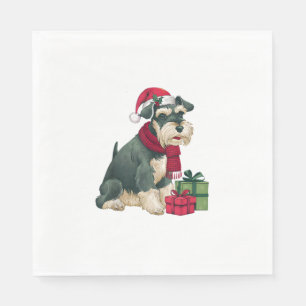Xmas Party Decoration Santa Giant Schnauzer Dog Ch Napkin