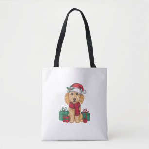 Xmas Party Decoration Santa Goldendoodle Dog Chris Tote Bag