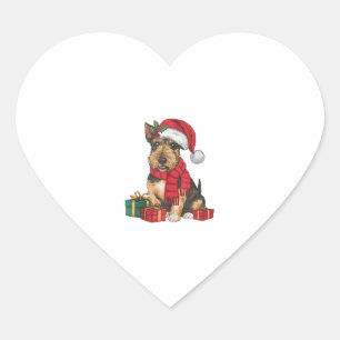 Xmas Party Decoration Santa Irish Terrier Dog Chri Heart Sticker