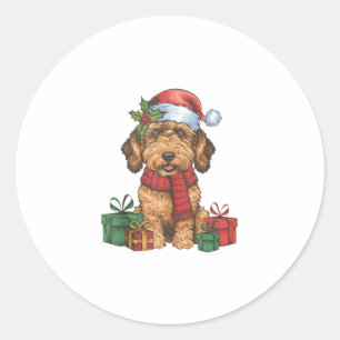 Xmas Party Decoration Santa Labradoodle Dog Christ Classic Round Sticker