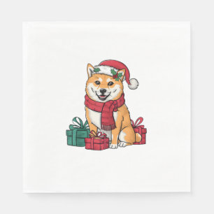 Xmas Party Decoration Santa Shiba Inu Dog Christma Napkin