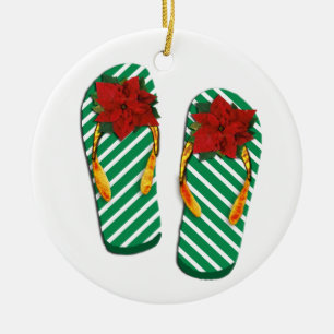 Xmas Party Flip Flops Ceramic Tree Decoration
