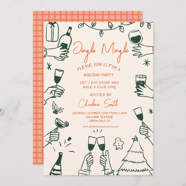 Xmas Party Holiday Hand Drawn Funky Handwritting Invitation (Creator Uploaded)