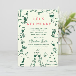 Xmas Party HolidayHand Drawn Funky Handwritting In Invitation
