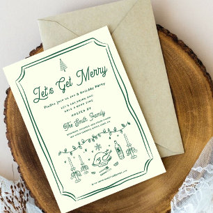 Xmas Party HolidayHand Drawn Funky Handwritting In Invitation