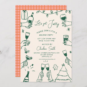 Xmas Party HolidayHand Drawn Funky Handwritting Invitation