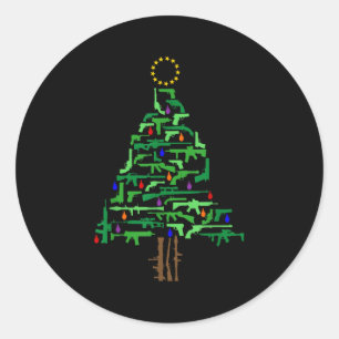 Xmas Patriotic 2nd Amendment Gun Christmas Tree  Classic Round Sticker