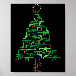 Xmas Patriotic 2nd Amendment Gun Christmas Tree  Poster