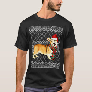 Xmas Pembroke Welsh Corgi Santa Claus Hat Ugly Chr T-Shirt