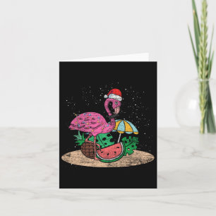 Xmas Pink Flamingo Hawaii Summer Tropical Christma Card