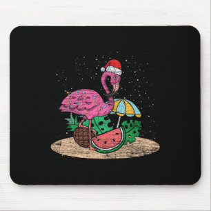 Xmas Pink Flamingo Hawaii Summer Tropical Christma Mouse Pad