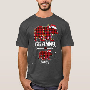 Xmas Plaid Bear Granny Baby Polar Pregnancy Announ T-Shirt