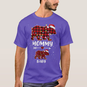 Xmas Plaid Bear Mummy Baby Polar Pregnancy Announc T-Shirt