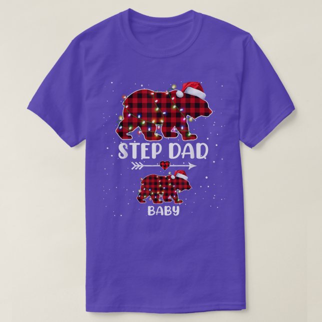 Xmas Plaid Bear Step Dad Baby Polar Pregnancy Anno T-Shirt (Design Front)