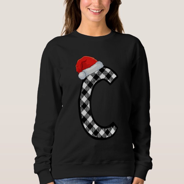 Xmas Plaid Capital Letter C Santa Monogram Christm Sweatshirt (Front)