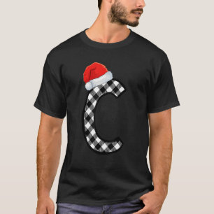 Xmas Plaid Capital Letter C Santa Monogram Christm T-Shirt