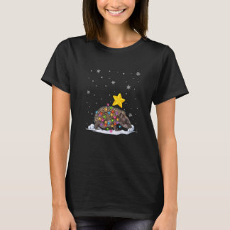 Xmas Porcupine Animals Christmas Tree Lights T-Shirt