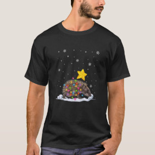 Xmas Porcupine Animals Christmas Tree Lights T-Shirt