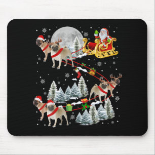 Xmas Pug Sledge Christmas Sledge Santa Dog Mouse Pad