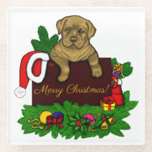 XMas Puppy Glass Coaster