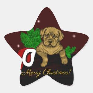 XMas Puppy Star Sticker