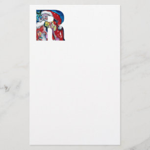 XMAS R LETTER /SANTA CLAUS WITH VIOLIN MONOGRAM STATIONERY