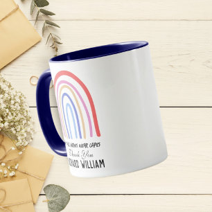 Xmas Rainbow Watercolor Teacher Thank You Blue Mug