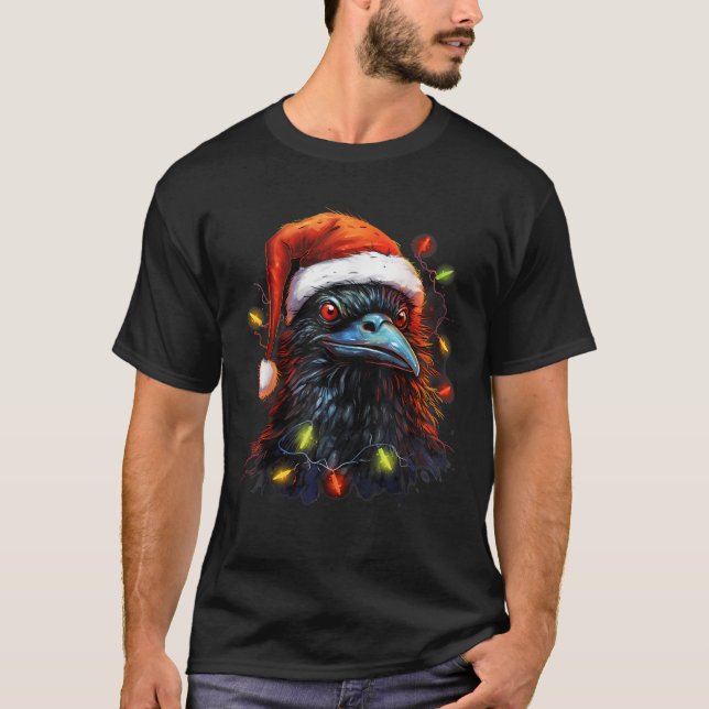 Xmas Raven Tangled Christmas Lights  T-Shirt (Front)