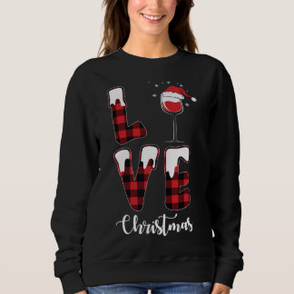 Xmas Red Buffalo Plaid Christmas Wine Glass Women  Sweatshirt