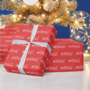 XMAS Red White Trendy Personalised Wrapping Paper