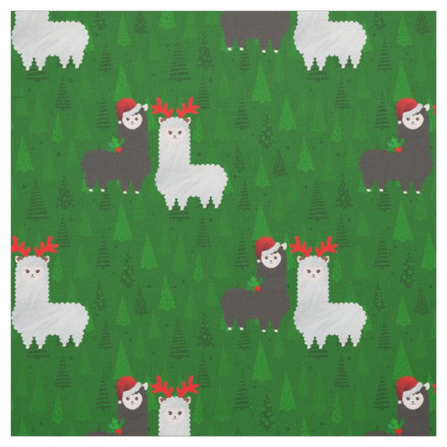 xmas reindeer alpacas fabric (Swatch)
